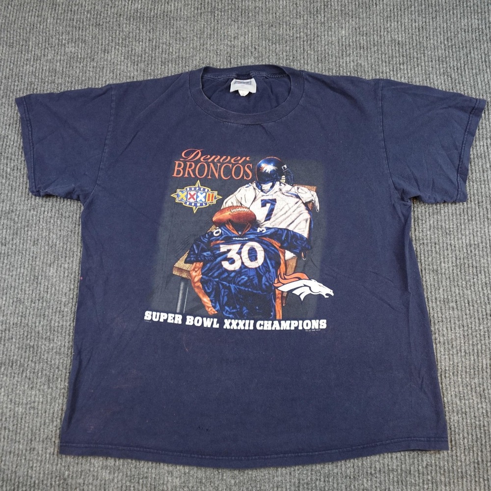 Vintage Denver Broncos Shirt Mens Large NFL Football Super Bowl XXXII CSA 90s